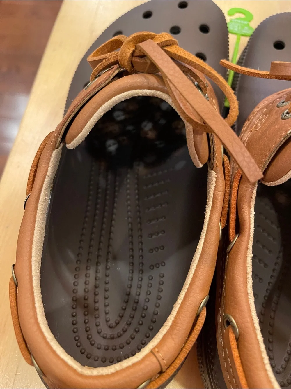 CROCS Brown and Tan Moccasin-Style Clogs WSz 7.5-9 depending on fit preference
